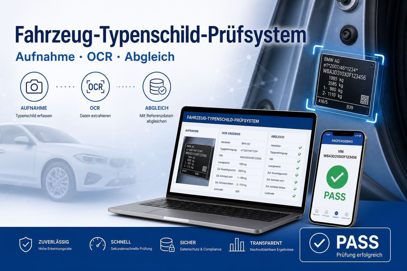 System zur Überprüfung des Fahrzeugtypenschilds