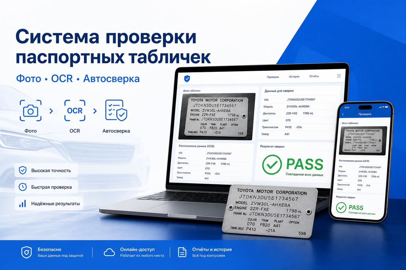 Система проверки паспортных табличек транспортных средств